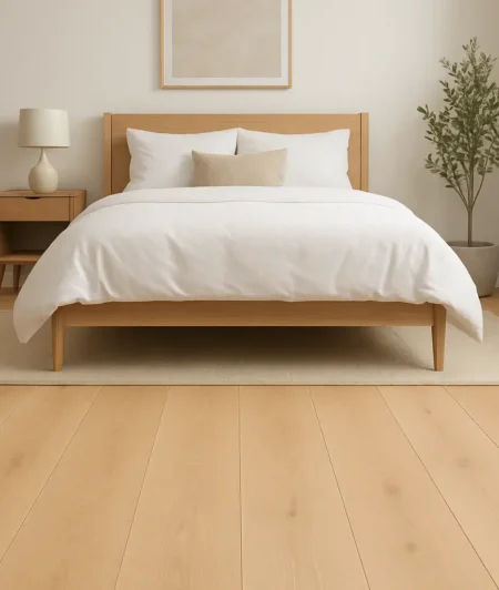 Basic 11P Wide Plank Engineered Wood Flooring in Bedroom