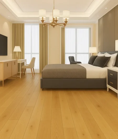 Basic 11P X-Wide Plank Engineered Wood Flooring in Bedroom