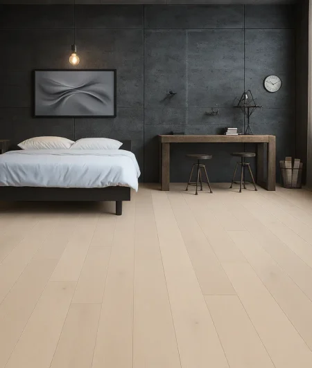 Riga Pearl Engineered Wood Flooring in Bedroom