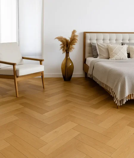 Trendtime 3 Herringbone Engineered Wood Flooring in Bedroom