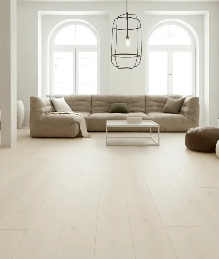 Trendtime 4 Wide Plank Engineered Wood Flooring in Living Room