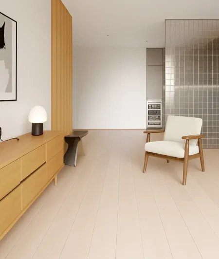 Trendtime 6 Wide Plank Engineered Wood Flooring in Living Room