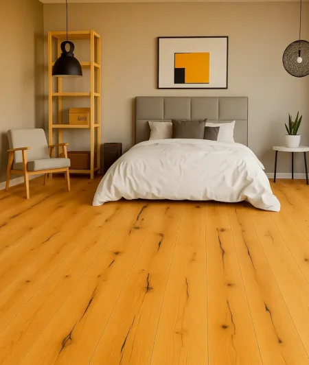 Trendtime 8 Wide Plank Engineered Wood Flooring in Bedroom