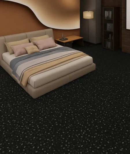 Black Terrazzo Flooring in Bedroom