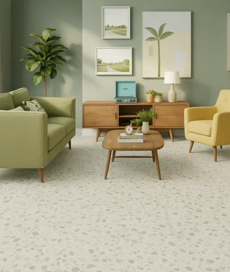 Classic White Terrazzo Flooring in Living Room
