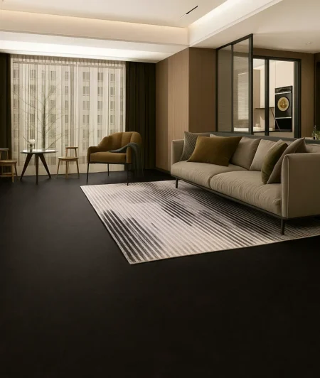 Dark-Bistre DVF Linoleum Flooring In Living Room