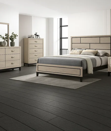Dark Grey DP WPC Flooring In Bedroom