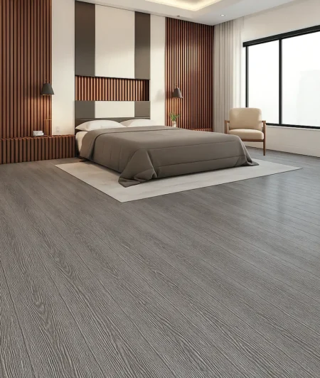 Excel UKF Grey WPC Click Flooring In Bedroom