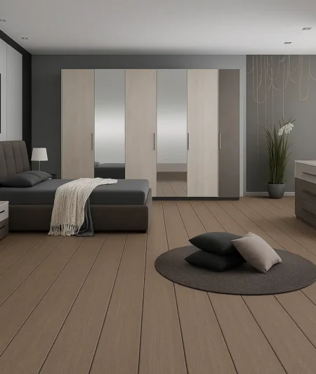 Light Grey PP WPC Flooring In Bedroom