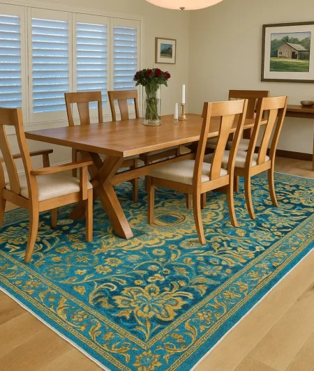 Blue Jewel Tabas Sisal Carpets In Dining Area