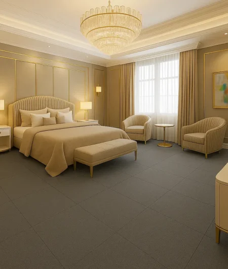 Bluebird Grey Carpet Tiles In Bedroom