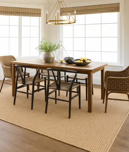 Chevron Beaver Sisal Carpets In Dining Area