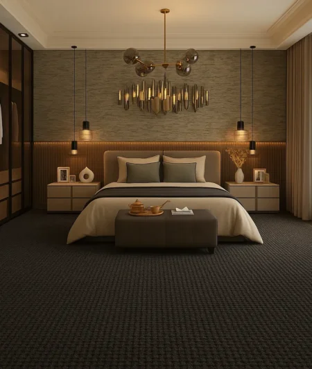 Chevron Charcoal Sisal Carpets In Bedroom