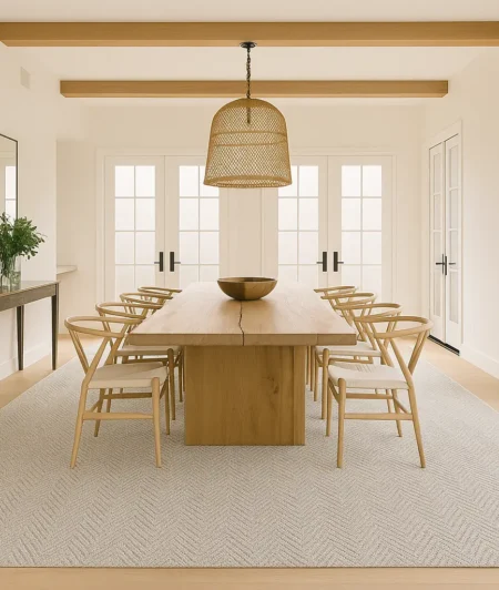Chevron Gray Sisal Carpets In Dining Area