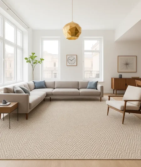 Chevron Gray Sisal Carpets In Living Room