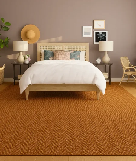 Chevron Taupe Sisal Carpets In Bedroom
