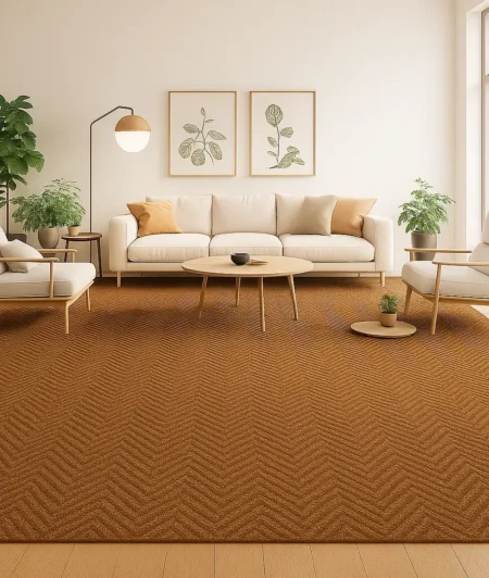 Chevron Taupe Sisal Carpets In Living Room