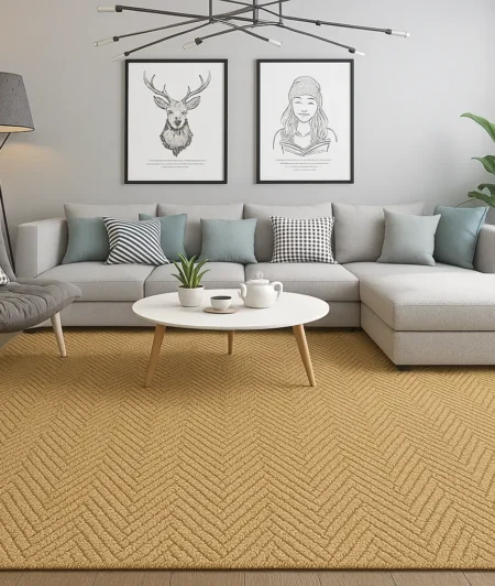 Designer Herringbone Seagrass Carpets In Living Room