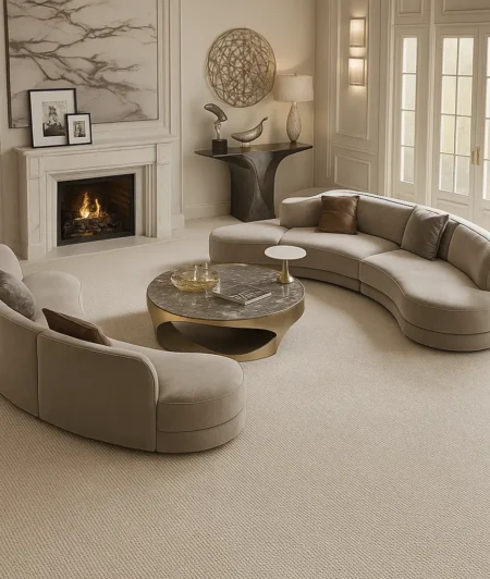 Dorothy Ivory Wall to Wall Carpets In Living Room