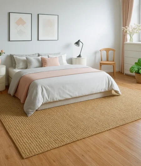 JR Blue-Charcoal Jute carpets In Bedroom