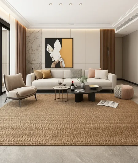 JR Blue-Charcoal Jute carpets In Living Room