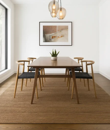 JR Brown-Cocoa Jute carpets In Dining Area