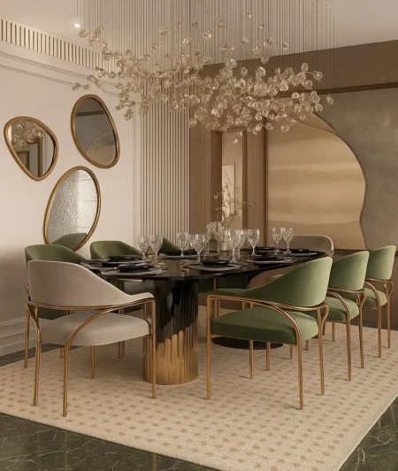 JR Eucalyptus-Camel Jute carpets In Dining Area