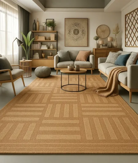JR Peach-Mocha Jute carpets In Living Room