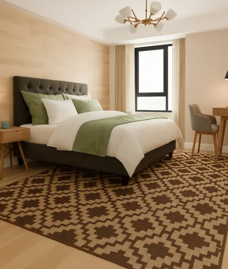 JR White-Cocoa Jute carpets In Bedroom