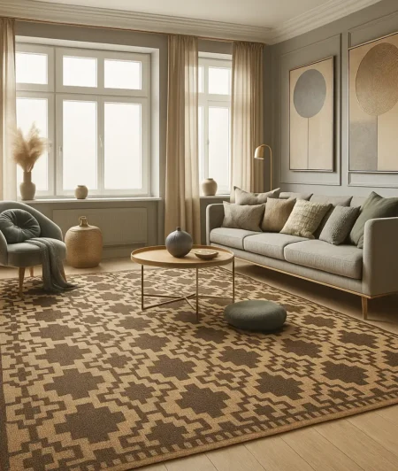 JR White-Cocoa Jute carpets In Living Room