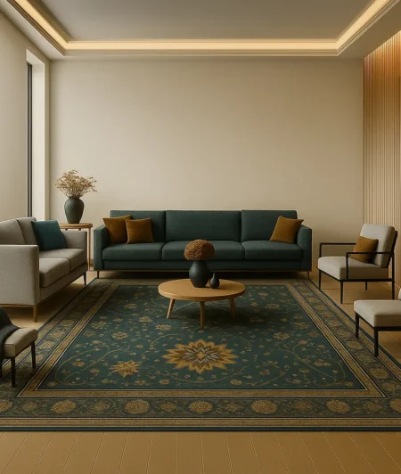 Light Blue Persian Carpets In Living Room1