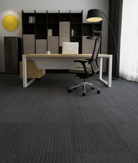 Olivia Black Carpet Tiles In Office