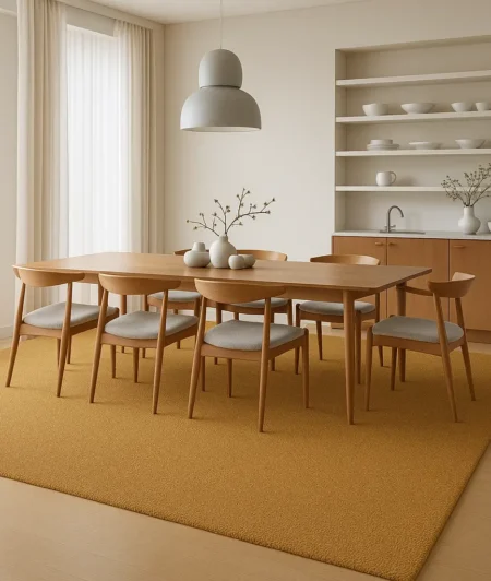 Plush Camel Wool Carpets In Dining Area