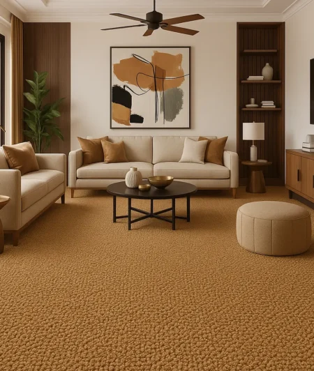 Plush Camel Wool Carpets In Living Room