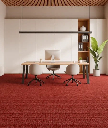 Plush Puce Red Wool Carpets In Office