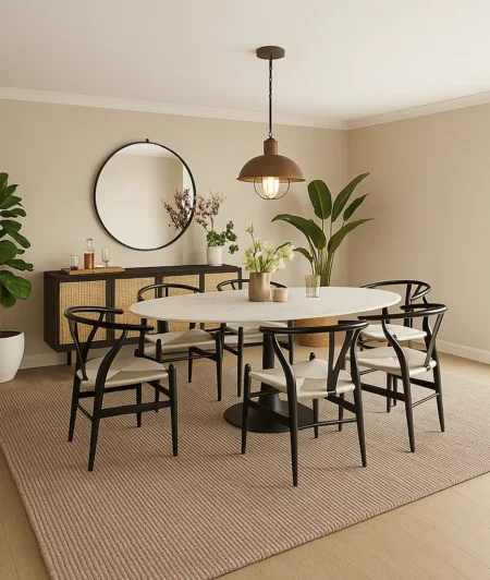 Plush Shadow Wool Carpets In Dining Area