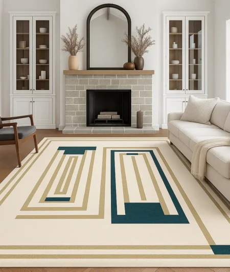 Risala Beige Bamboo Carpets In Living Room