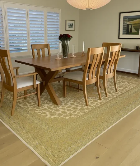 Risala Birch Mashad Silk Carpets In Dining Area