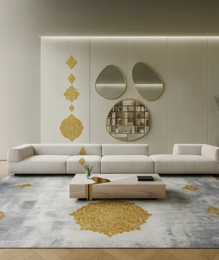Risala Gold Bamboo Carpets In Living Room