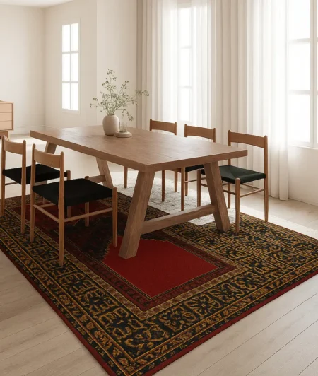 Risala Konya Turkish Carpet In Dining Area