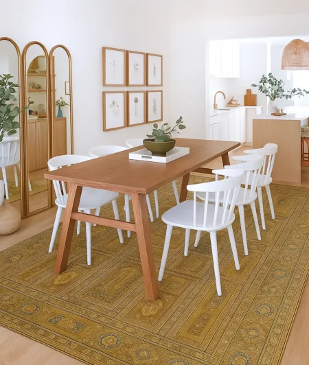 Risala Sapphire Bakhtiari Silk Carpets In Dining Area