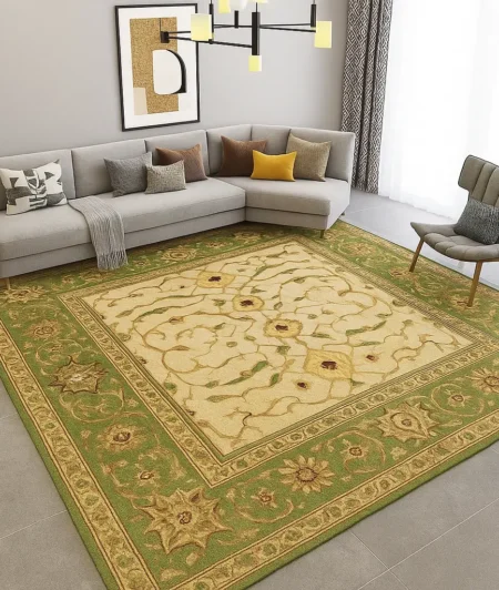 Risala Ushak Turkish Carpet In Living Room