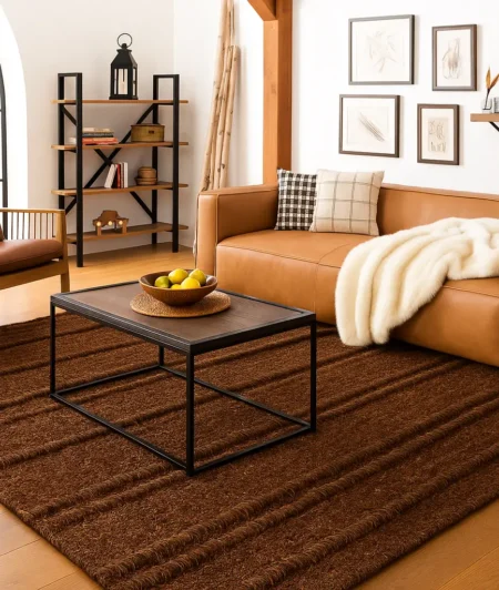 Risala Porta Cut-Loop Coir Carpets In Living Room