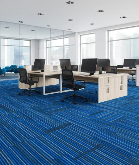 Shaw Blue Carpet Tiles In Offce