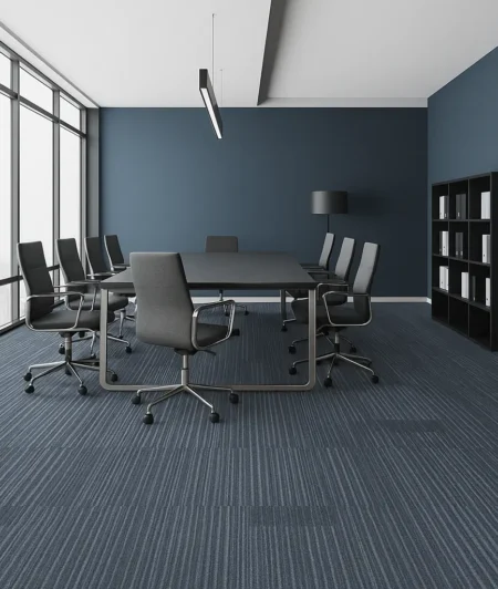 Shaw Dark Grey Carpet Tiles In Office