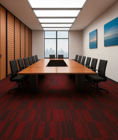 Shaw Red Carpet Tiles In Office