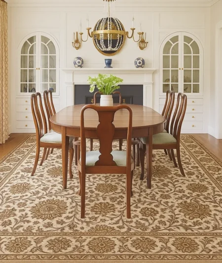 White Persian Carpets In Dining Area
