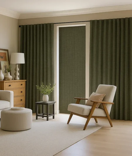 Risala Alcor Gunmetal Blackout Curtains In Living Room