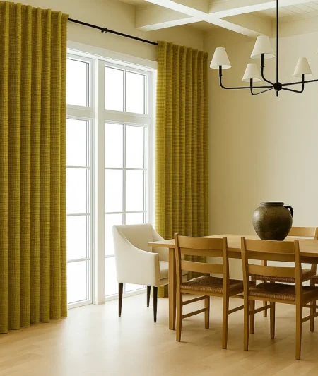 Risala Alcor Honey Blackout Curtains In Dining Area