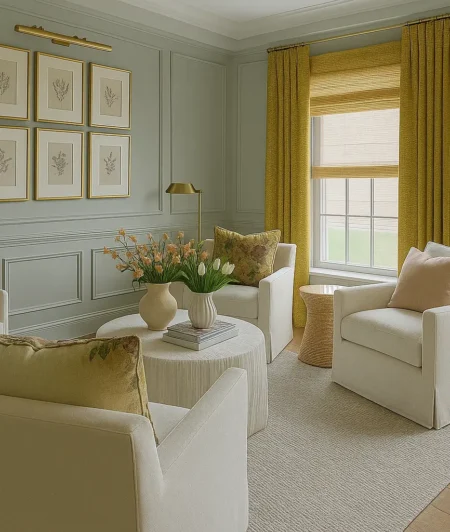 Risala Alcor Honey Blackout Curtains In Living Room